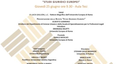 Univ. Europea - 25 Giugno Ore 9.30