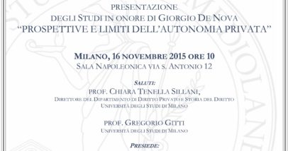 Le Nullità E L'attuale Dimensione Dell'autonomia Privata - Milano, 16 Novembre 2015