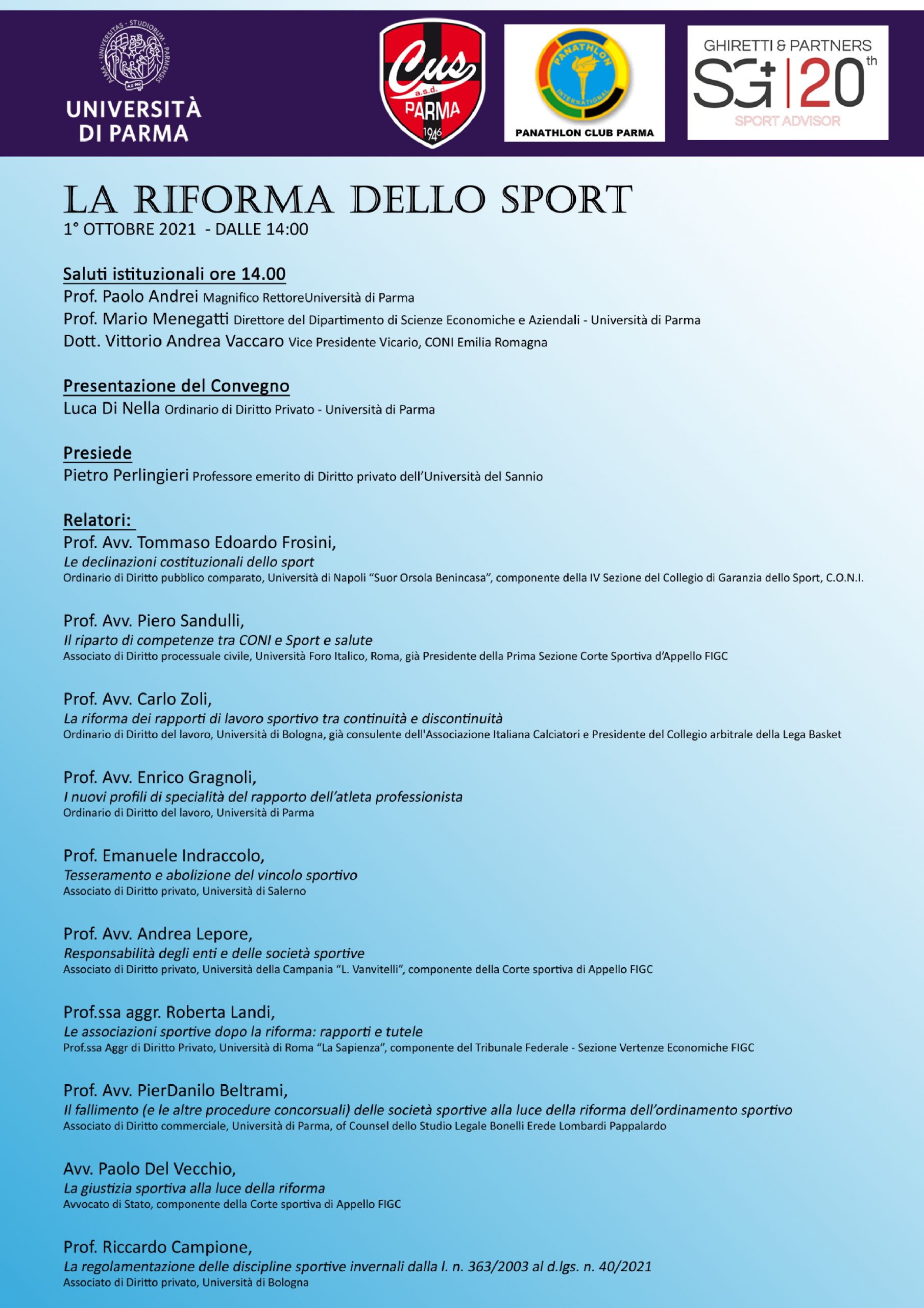 La riforma dello sport.