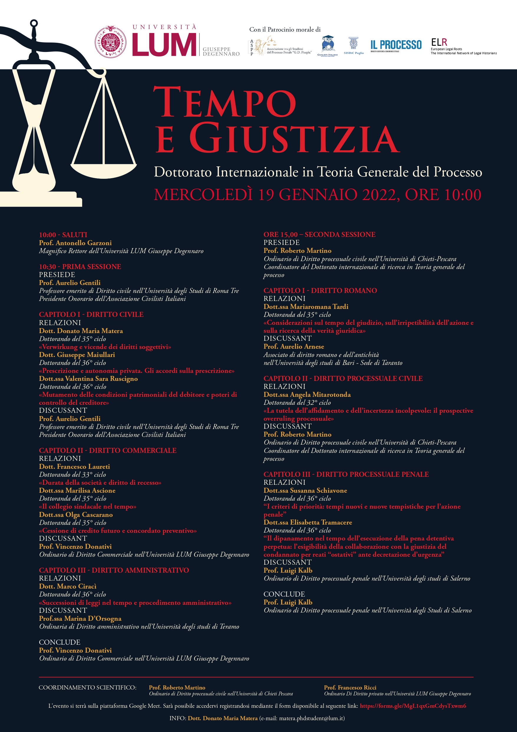 Tempo e Giustizia. Dottorato Internazionale in Teoria Generale del Processo