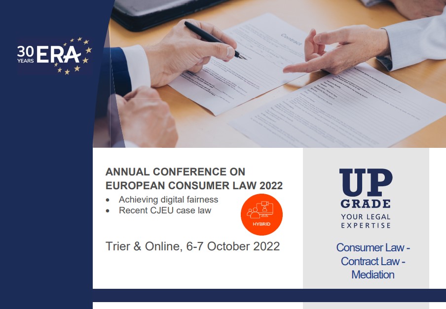 Academy on European Law: Annual Conference on European Consumer Law – Trier and Online 6 and 7 October 2022