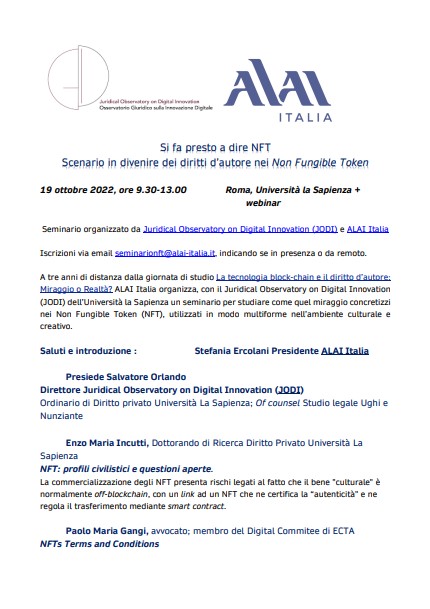 Si fa presto a dire NFT Scenario in divenire dei diritti d’autore nei Non Fungible Token