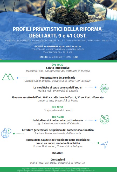 PROFILI PRIVATISTICI DELLA RIFORMA DEGLI ARTT. 9 e 41 COST. – AMBIENTE, BIODIVERSITÀ, ECOSISTEMI, INTERESSE DELLE FUTURE GENERAZIONI, TUTELA DEGLI ANIMALI
