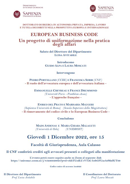 EUROPEAN BUSINESS CODE: Un progetto di uniformazione nella pratica degli affari