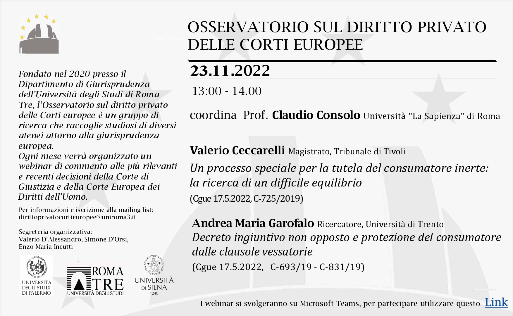 Osservatorio sul diritto privato delle corti europee