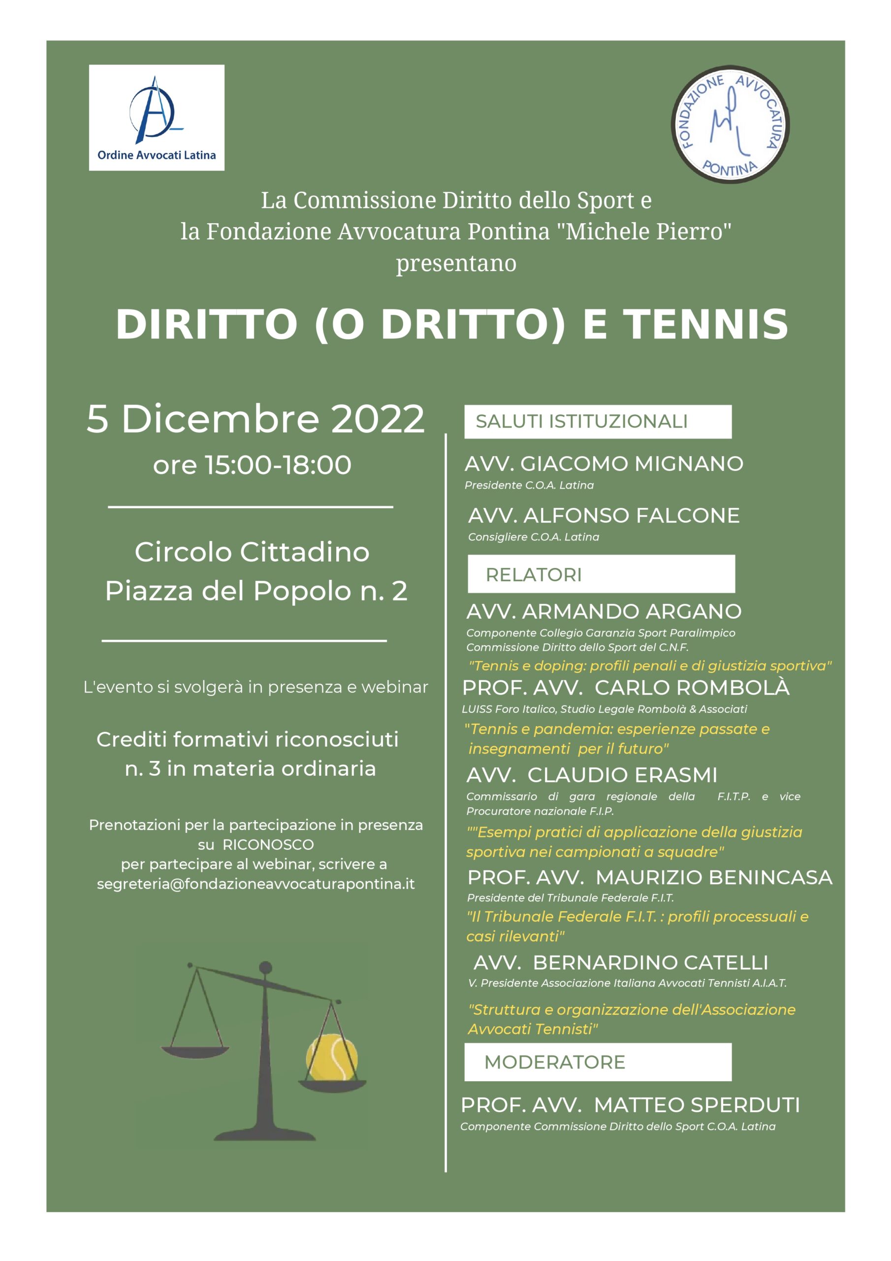 Diritto (o Dritto) e Tennis