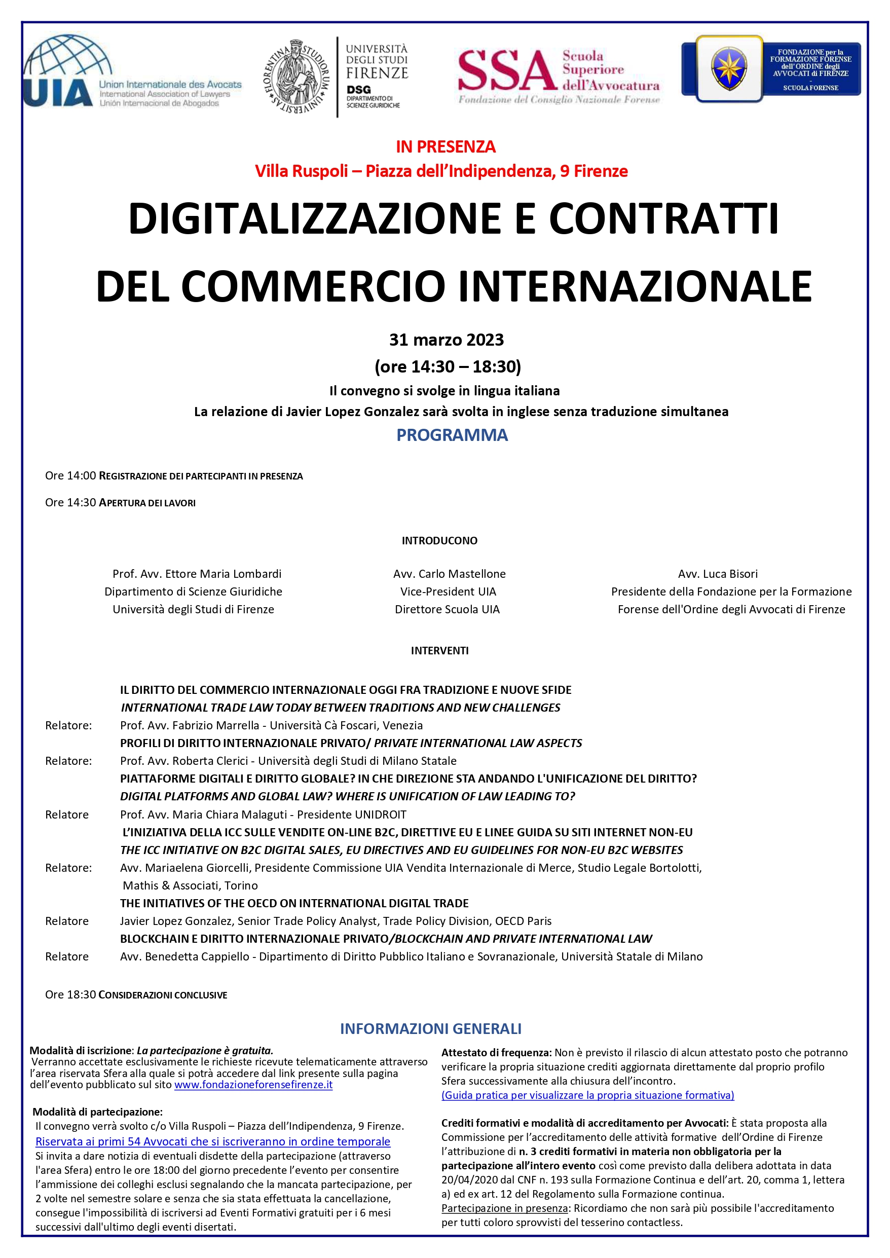 DIGITALIZZAZIONE E CONTRATTI DEL COMMERCIO INTERNAZIONALE