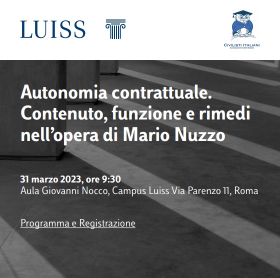 Autonomia contrattuale. Contenuto, funzione e rimedi nell’opera di Mario Nuzzo