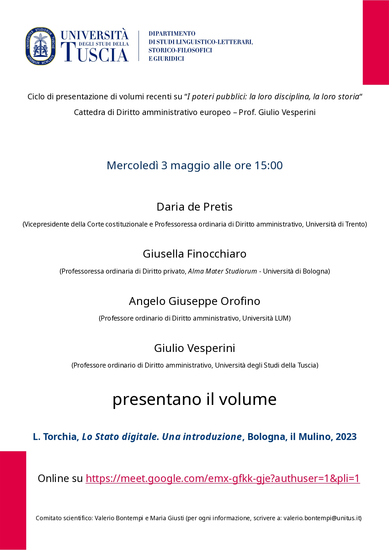 Ciclo di presentazione di volumi: “Lo Stato digitale. Una introduzione” di L. Torchia