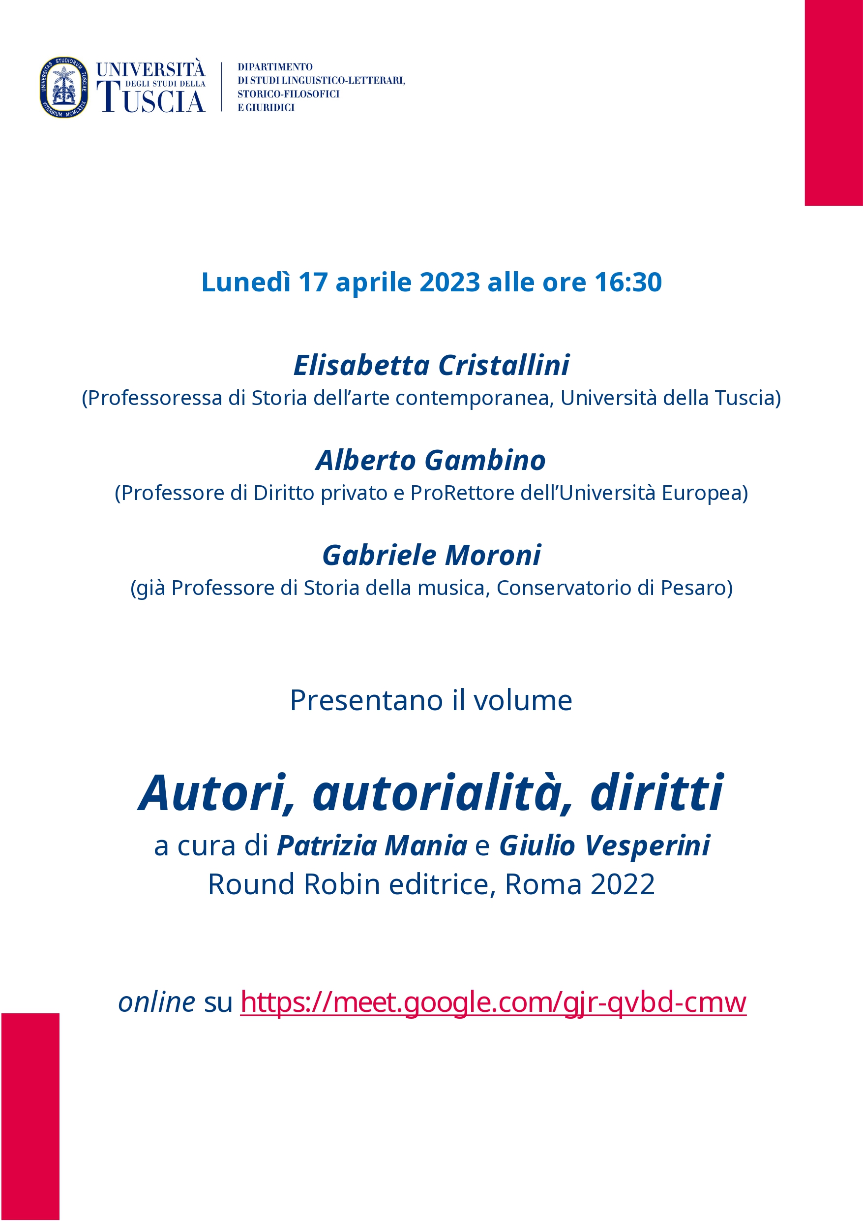 Presentazione del volume: Autori, autorialità, diritti