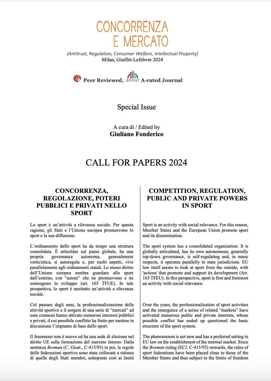 Call for papers 2024 Diritto Mercato Tecnologia
